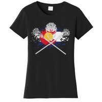 Lacrosse Sticks Crossed Helmet Lax Colorado Flag Women's T-Shirt