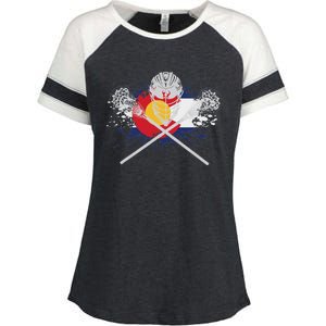 Lacrosse Sticks Crossed Helmet Lax Colorado Flag Enza Ladies Jersey Colorblock Tee