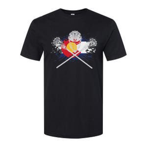 Lacrosse Sticks Crossed Helmet Lax Colorado Flag Softstyle CVC T-Shirt