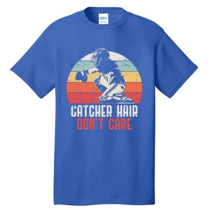 Love Softball Catcher Hair DonT Care Fun Gift Design Gift Tall T-Shirt