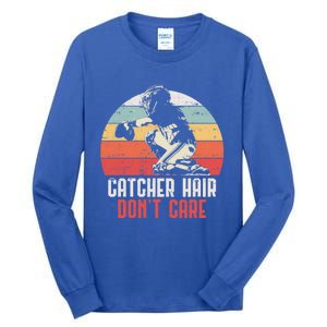 Love Softball Catcher Hair DonT Care Fun Gift Design Gift Tall Long Sleeve T-Shirt