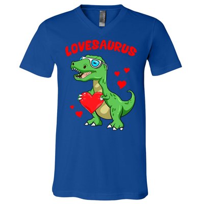 Love Saurus Cute Dinosaur Heart Valentine Gift V-Neck T-Shirt