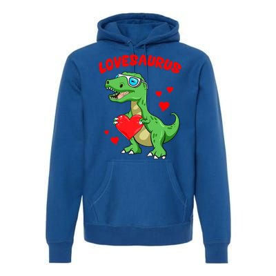 Love Saurus Cute Dinosaur Heart Valentine Gift Premium Hoodie