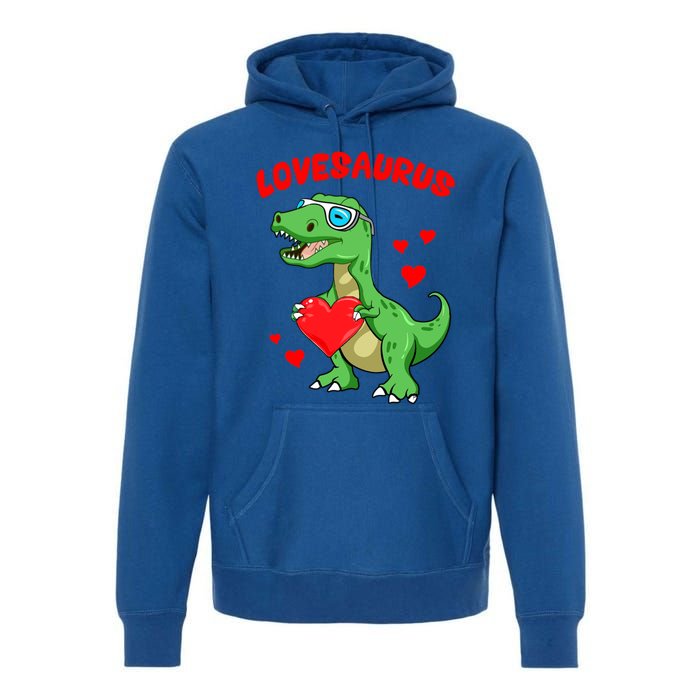 Love Saurus Cute Dinosaur Heart Valentine Gift Premium Hoodie