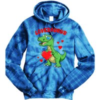 Love Saurus Cute Dinosaur Heart Valentine Gift Tie Dye Hoodie