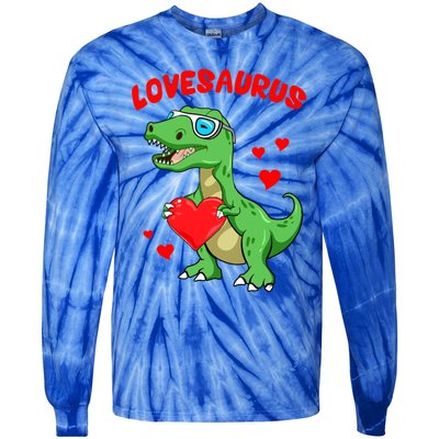 Love Saurus Cute Dinosaur Heart Valentine Gift Tie-Dye Long Sleeve Shirt