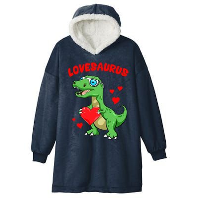 Love Saurus Cute Dinosaur Heart Valentine Gift Hooded Wearable Blanket