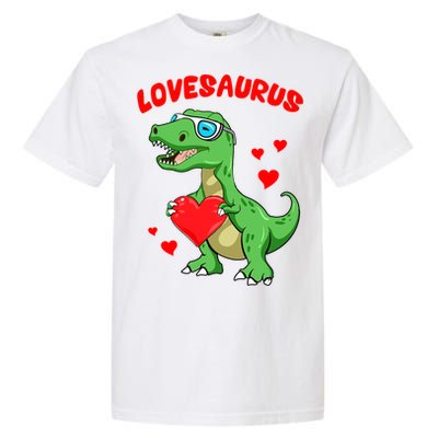 Love Saurus Cute Dinosaur Heart Valentine Gift Garment-Dyed Heavyweight T-Shirt