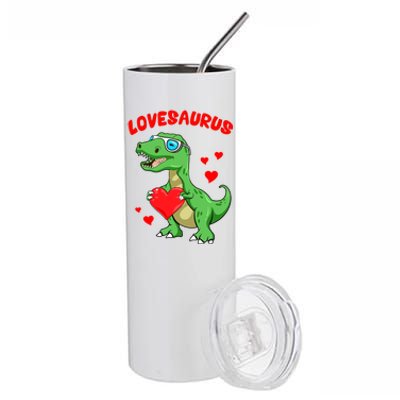 Love Saurus Cute Dinosaur Heart Valentine Gift Stainless Steel Tumbler