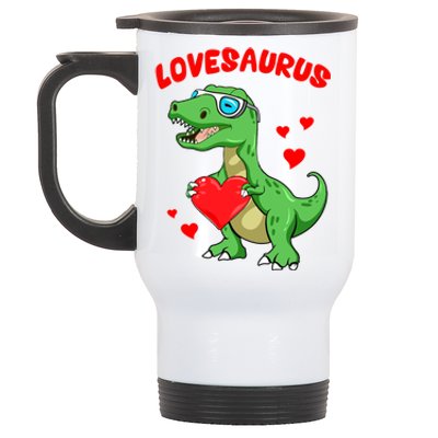 Love Saurus Cute Dinosaur Heart Valentine Gift Stainless Steel Travel Mug