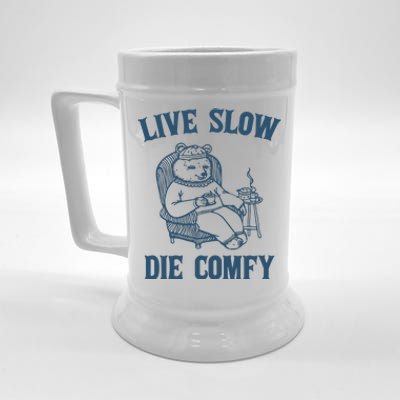 Live Slow Die Comfy Retro Beer Stein