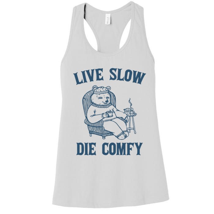 Live Slow Die Comfy Retro Women's Racerback Tank