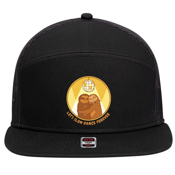 Let's Slow Dance Forever Funny Sloth 7 Panel Mesh Trucker Snapback Hat