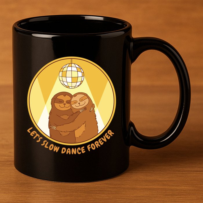 Let's Slow Dance Forever Funny Sloth 11oz C Handle Ceramic Mug