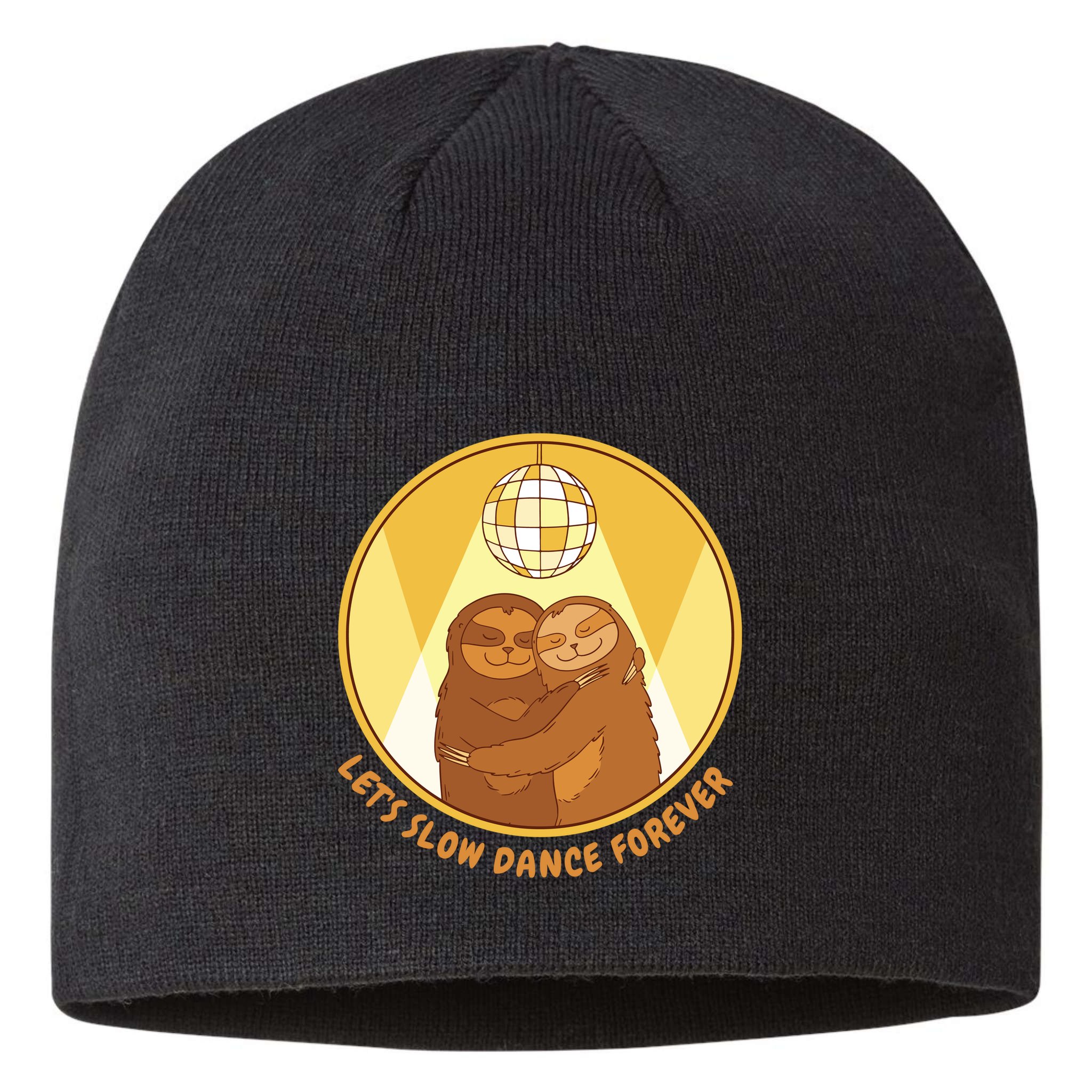 Let's Slow Dance Forever Funny Sloth Sustainable Beanie