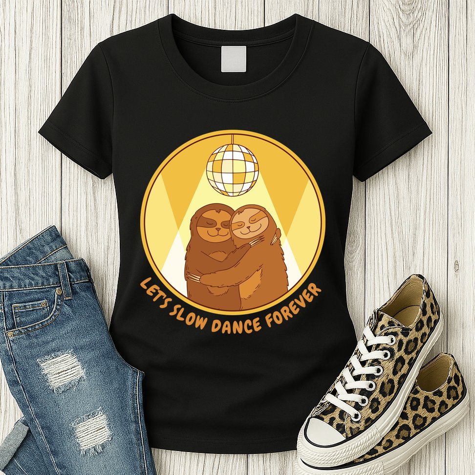 Let's Slow Dance Forever Funny Sloth Womens T-Shirt