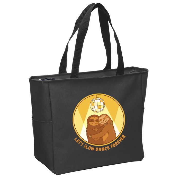 Let's Slow Dance Forever Funny Sloth Zip Tote Bag
