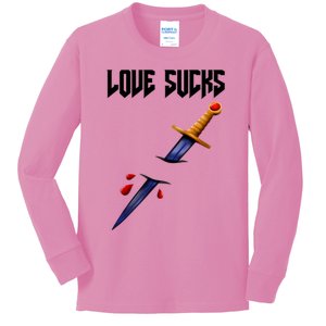 Love Sucks Dagger Through The Broken Heart Gift Kids Long Sleeve Shirt