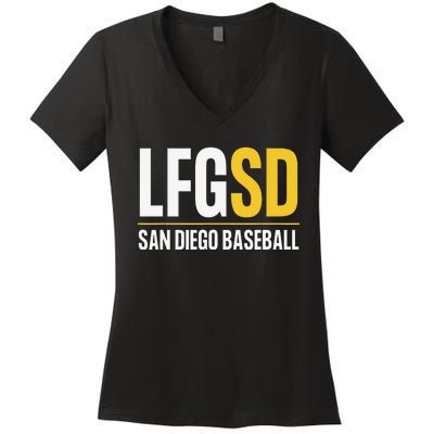 LFGSD San Diego Baseball Supporters Fans Women's V-Neck T-Shirt