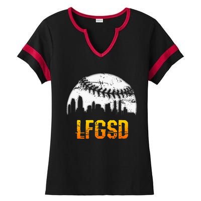 LFGSD San Diego Skyline Baseball Ladies Halftime Notch Neck Tee