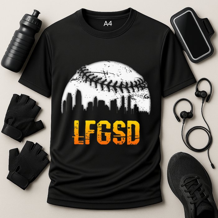 LFGSD San Diego Skyline Baseball Cooling Performance Crew T-Shirt