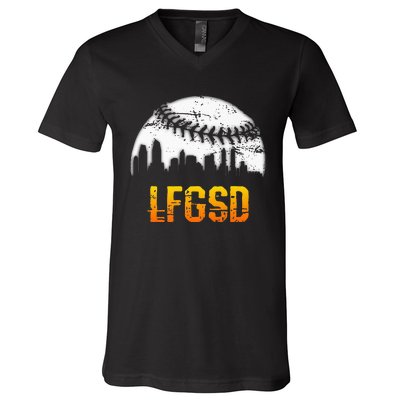 LFGSD San Diego Skyline Baseball V-Neck T-Shirt