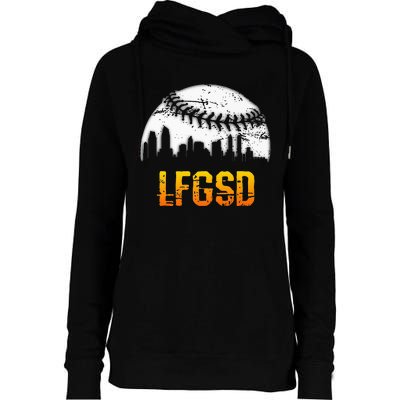 LFGSD San Diego Skyline Baseball Womens Funnel Neck Pullover Hood