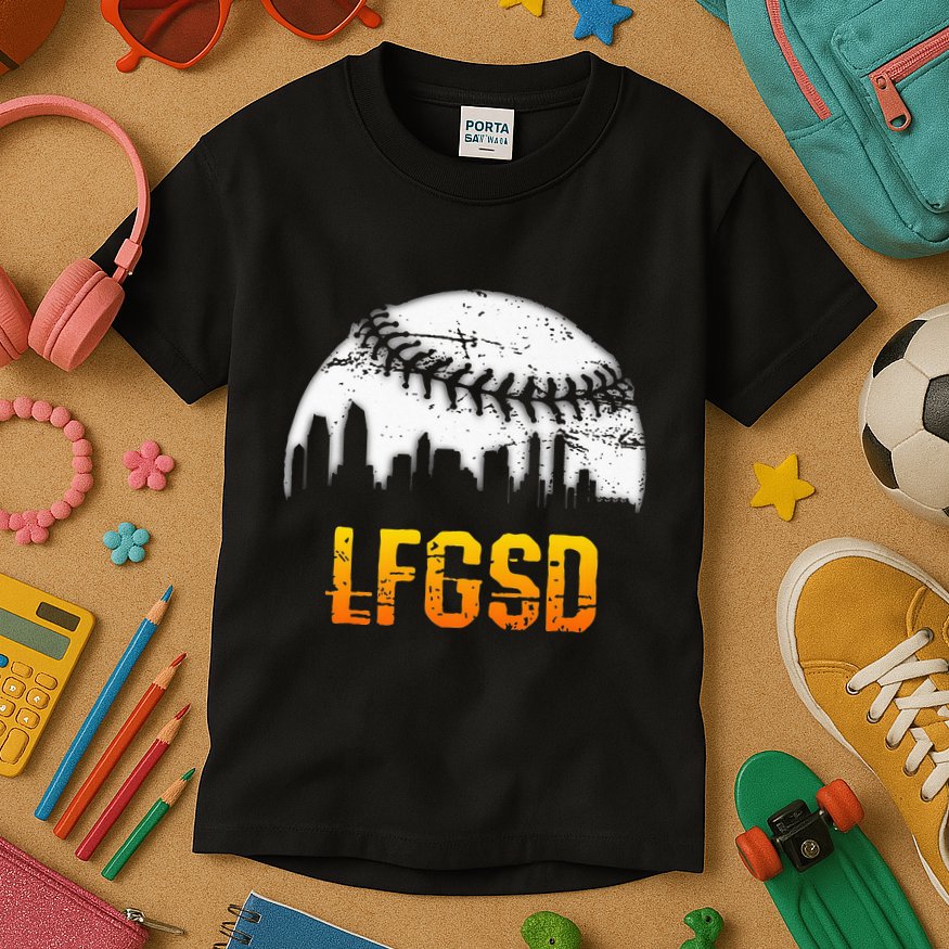 LFGSD San Diego Skyline Baseball Kids T-Shirt