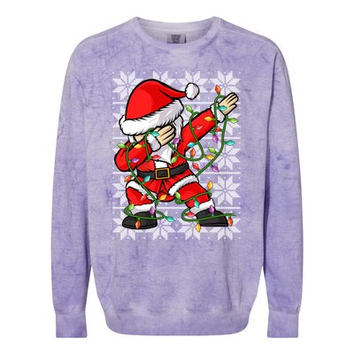 Lighting Santa Dabbing Christmas Ugly Santa Dabbing Xmas Meaningful Gift Colorblast Crewneck Sweatshirt