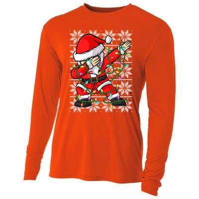 Lighting Santa Dabbing Christmas Ugly Santa Dabbing Xmas Meaningful Gift Cooling Performance Long Sleeve Crew