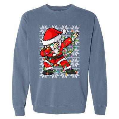 Lighting Santa Dabbing Christmas Ugly Santa Dabbing Xmas Meaningful Gift Garment-Dyed Sweatshirt