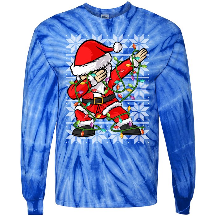 Lighting Santa Dabbing Christmas Ugly Santa Dabbing Xmas Meaningful Gift Tie-Dye Long Sleeve Shirt