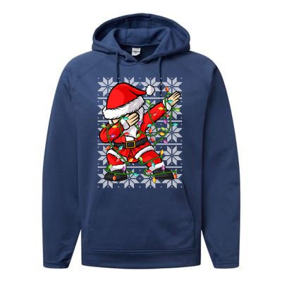 Lighting Santa Dabbing Christmas Ugly Santa Dabbing Xmas Meaningful Gift Performance Fleece Hoodie