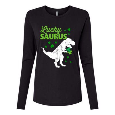 Lucky Saurus Dinosaur Tfunny Giftrex For St Patricks Day Gift Womens Cotton Relaxed Long Sleeve T-Shirt