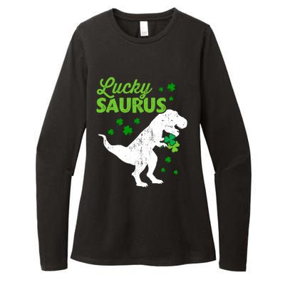 Lucky Saurus Dinosaur Tfunny Giftrex For St Patricks Day Gift Womens CVC Long Sleeve Shirt