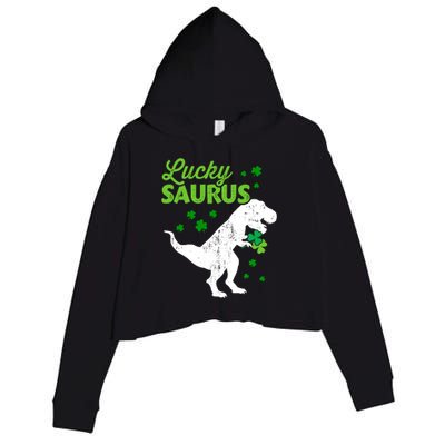 Lucky Saurus Dinosaur Tfunny Giftrex For St Patricks Day Gift Crop Fleece Hoodie