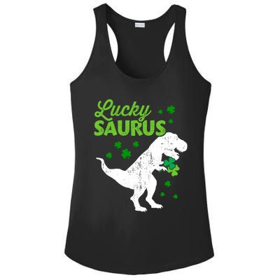 Lucky Saurus Dinosaur Tfunny Giftrex For St Patricks Day Gift Ladies PosiCharge Competitor Racerback Tank