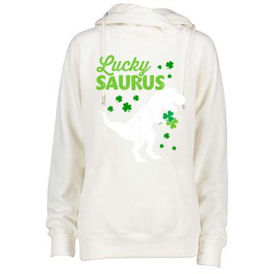 Lucky Saurus Dinosaur Tfunny Giftrex For St Patricks Day Gift Womens Funnel Neck Pullover Hood