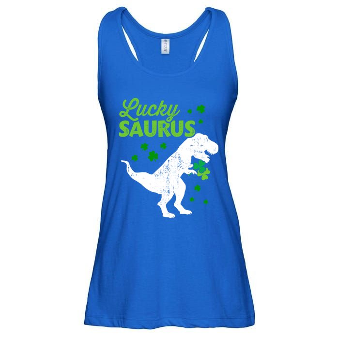 Lucky Saurus Dinosaur Tfunny Giftrex For St Patricks Day Gift Ladies Essential Flowy Tank