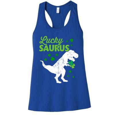 Lucky Saurus Dinosaur Tfunny Giftrex For St Patricks Day Gift Women's Racerback Tank