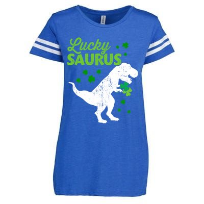 Lucky Saurus Dinosaur Tfunny Giftrex For St Patricks Day Gift Enza Ladies Jersey Football T-Shirt