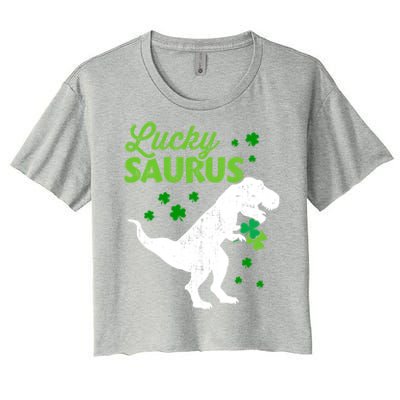 Lucky Saurus Dinosaur Tfunny Giftrex For St Patricks Day Gift Women's Crop Top Tee