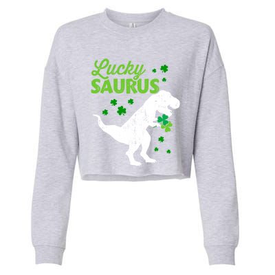 Lucky Saurus Dinosaur Tfunny Giftrex For St Patricks Day Gift Cropped Pullover Crew