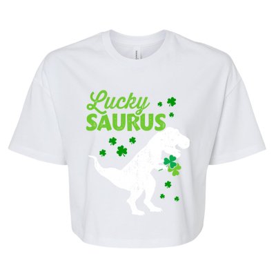 Lucky Saurus Dinosaur Tfunny Giftrex For St Patricks Day Gift Bella+Canvas Jersey Crop Tee