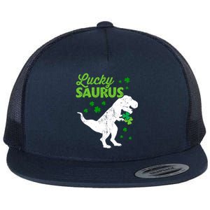 Lucky Saurus Dinosaur Tmeaningful Giftrex For St Patricks Day Funny Gift Flat Bill Trucker Hat