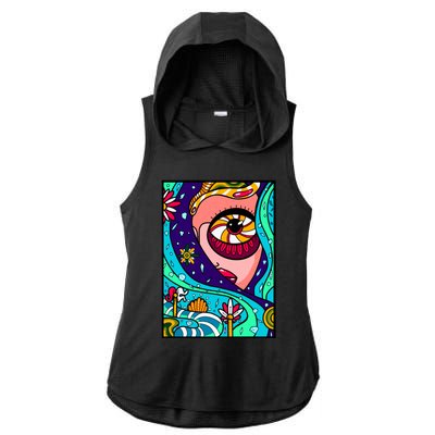 Lucy Sky Diamonds Type Abstract Psychedelic Ladies PosiCharge Tri-Blend Wicking Draft Hoodie Tank