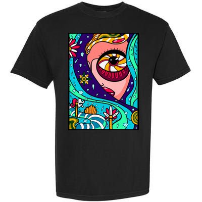 Lucy Sky Diamonds Type Abstract Psychedelic Garment-Dyed Heavyweight T-Shirt