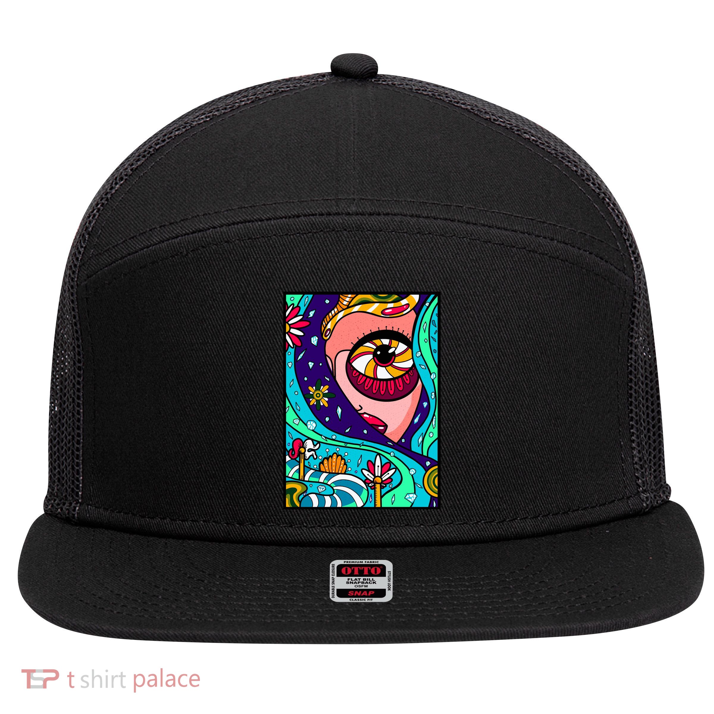 Lucy Sky Diamonds Type Abstract Psychedelic 7 Panel Mesh Trucker Snapback Hat