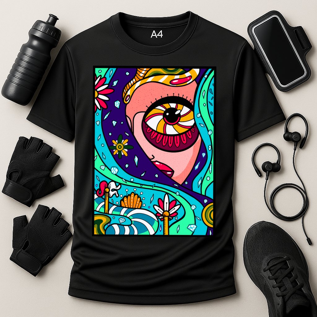 Lucy Sky Diamonds Type Abstract Psychedelic Performance Shirt