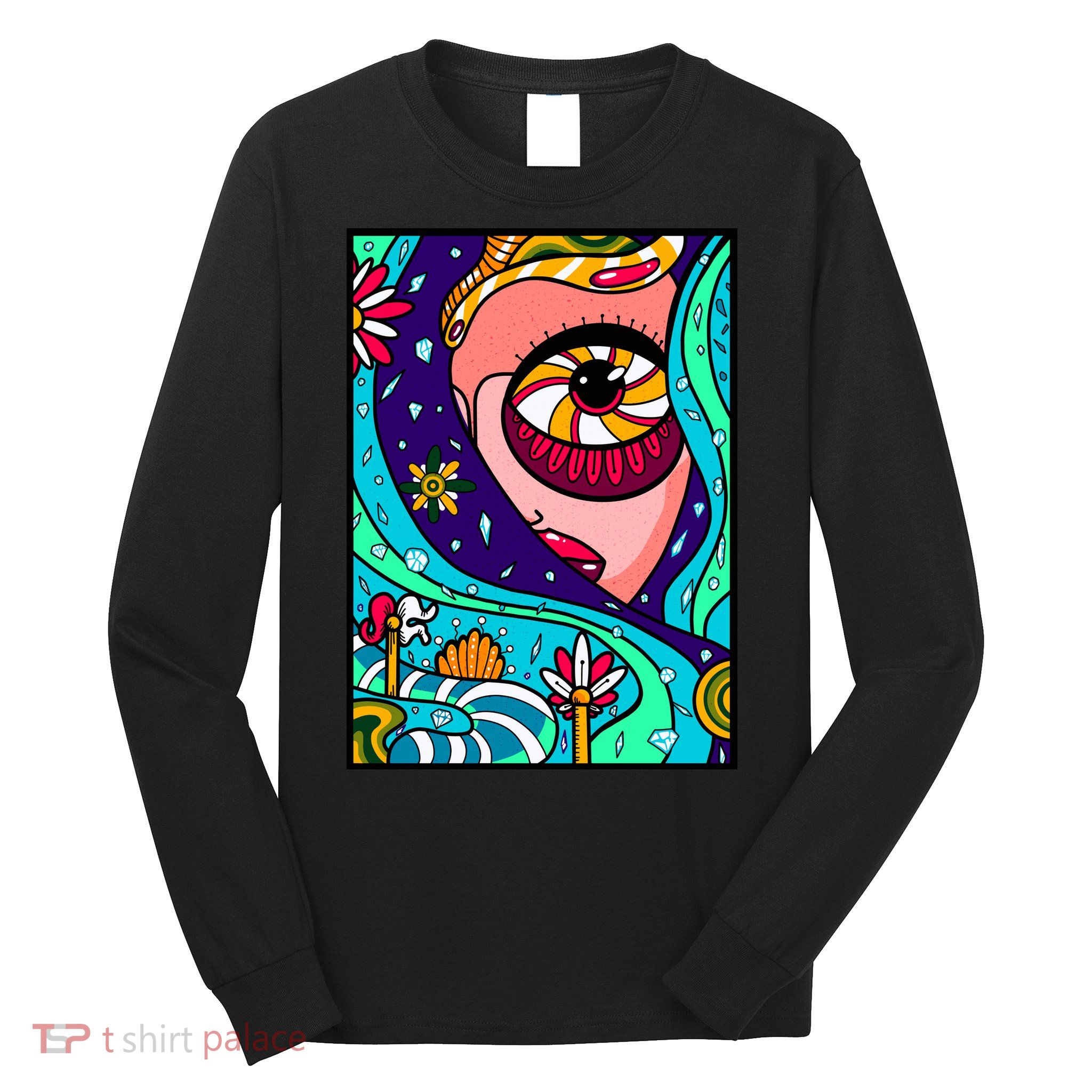 Lucy Sky Diamonds Type Abstract Psychedelic Long Sleeve Shirt